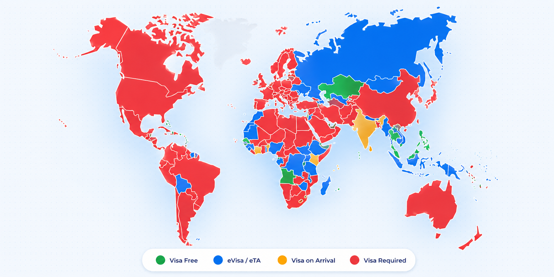 Indian passport travel access world map