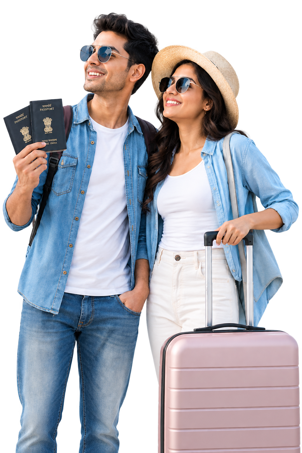 Indian travellers holding passports